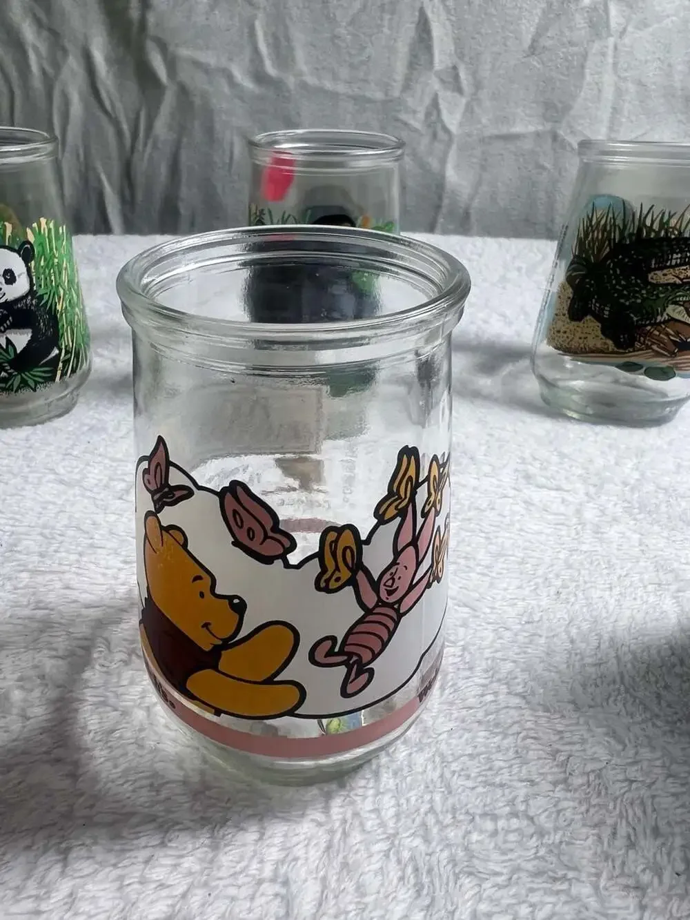 Set of 6 Vintage Welch's Jelly Jar Glasses Featuring Animals and Characters